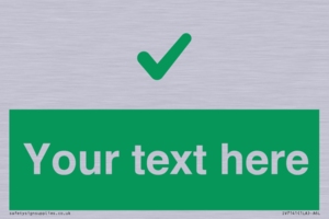 Custom green background, green tick sign